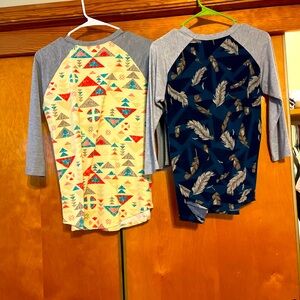 Lularoe 3/4 sleeve shirts with patterns. Very lightweight and so comfortable.